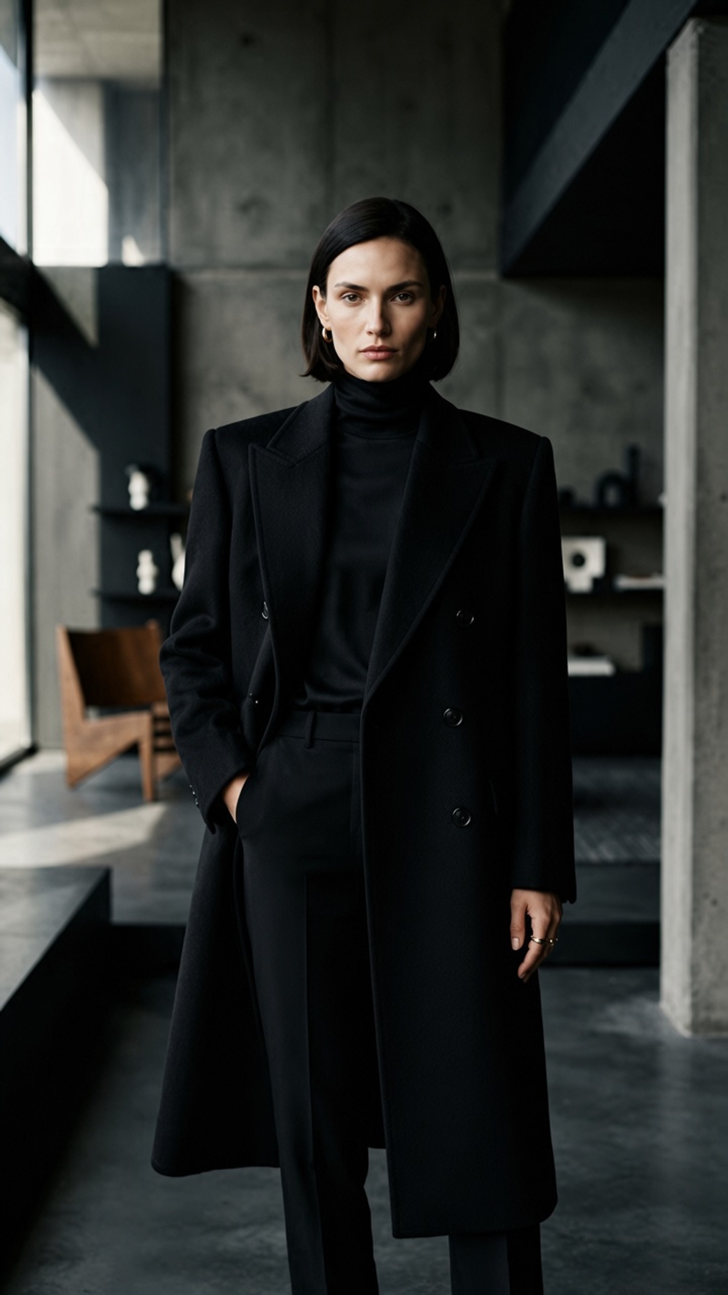 Black Wool Overcoat