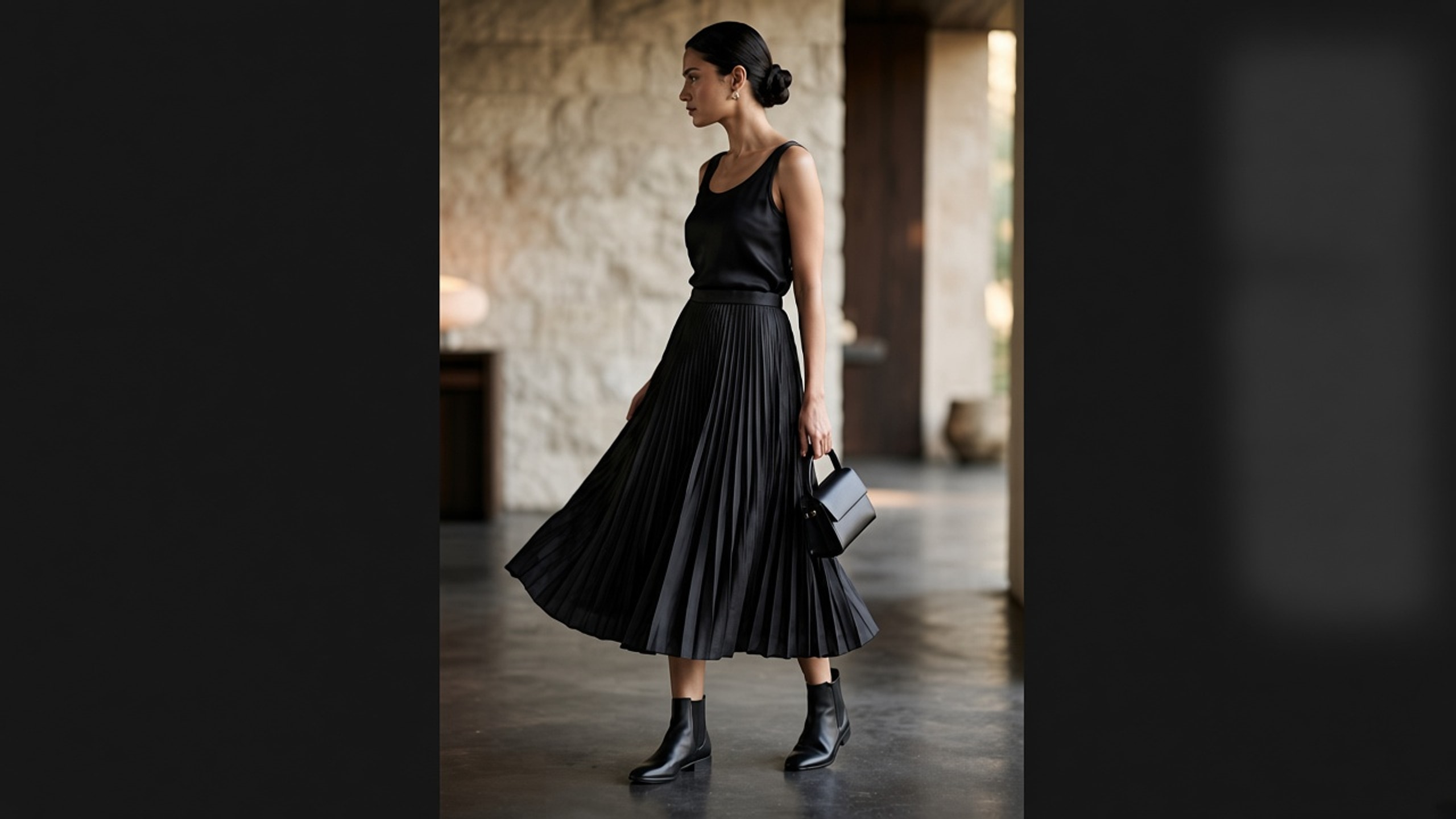 Pleated Silk Skirt
